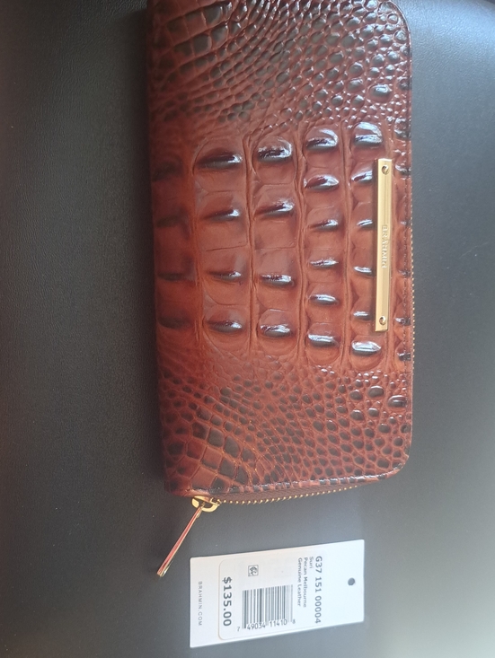 Brahmin Handbags - Brown Croc-Embossed Zip Wallet with Gold Plate